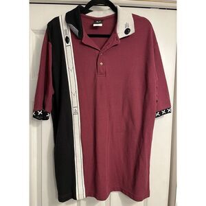 Vtg 70s 80s Hilton Black Red Polo Shirt‎ XL Bowling Lane Strikes Ball Retro